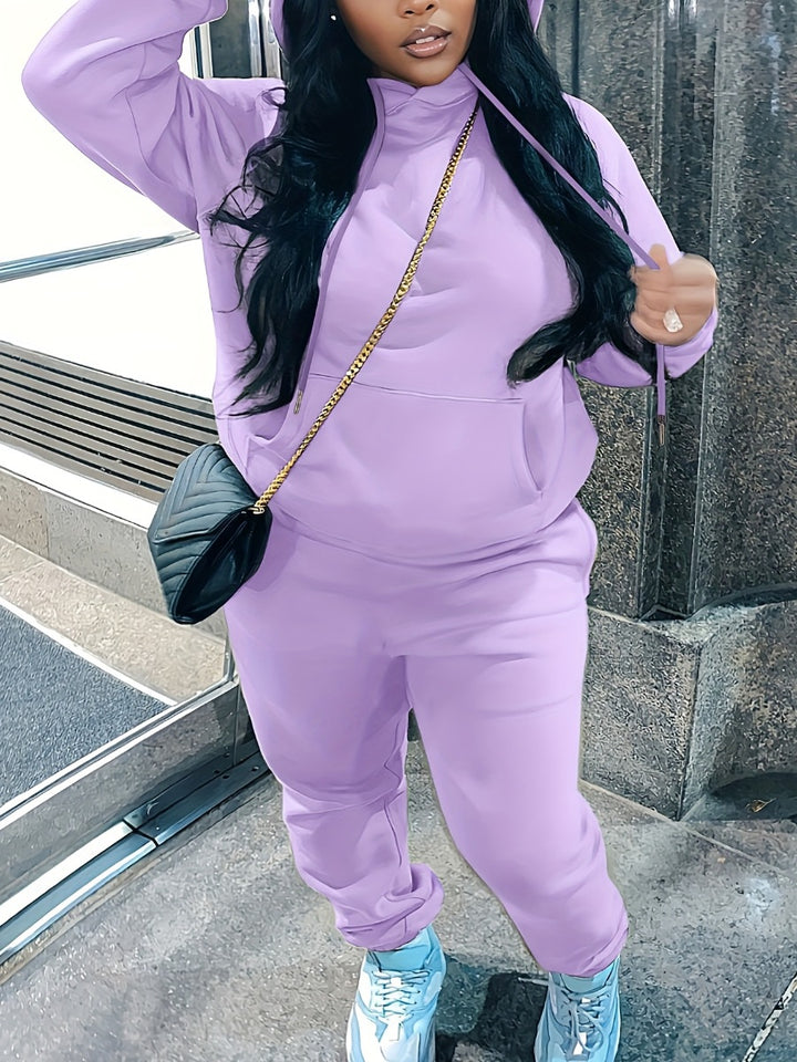 Damen nan kuscheliges Hoodie‑und Jogginghose Set mit hohem Kragen, Kängurutasche und tailliertem Bund Echo Archiv