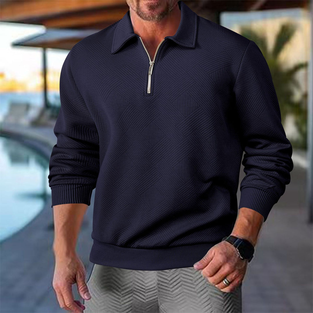 Herren Sportlicher Pullover mit halbem Reißverschluss und strukturiertem Design Echoarchiv
