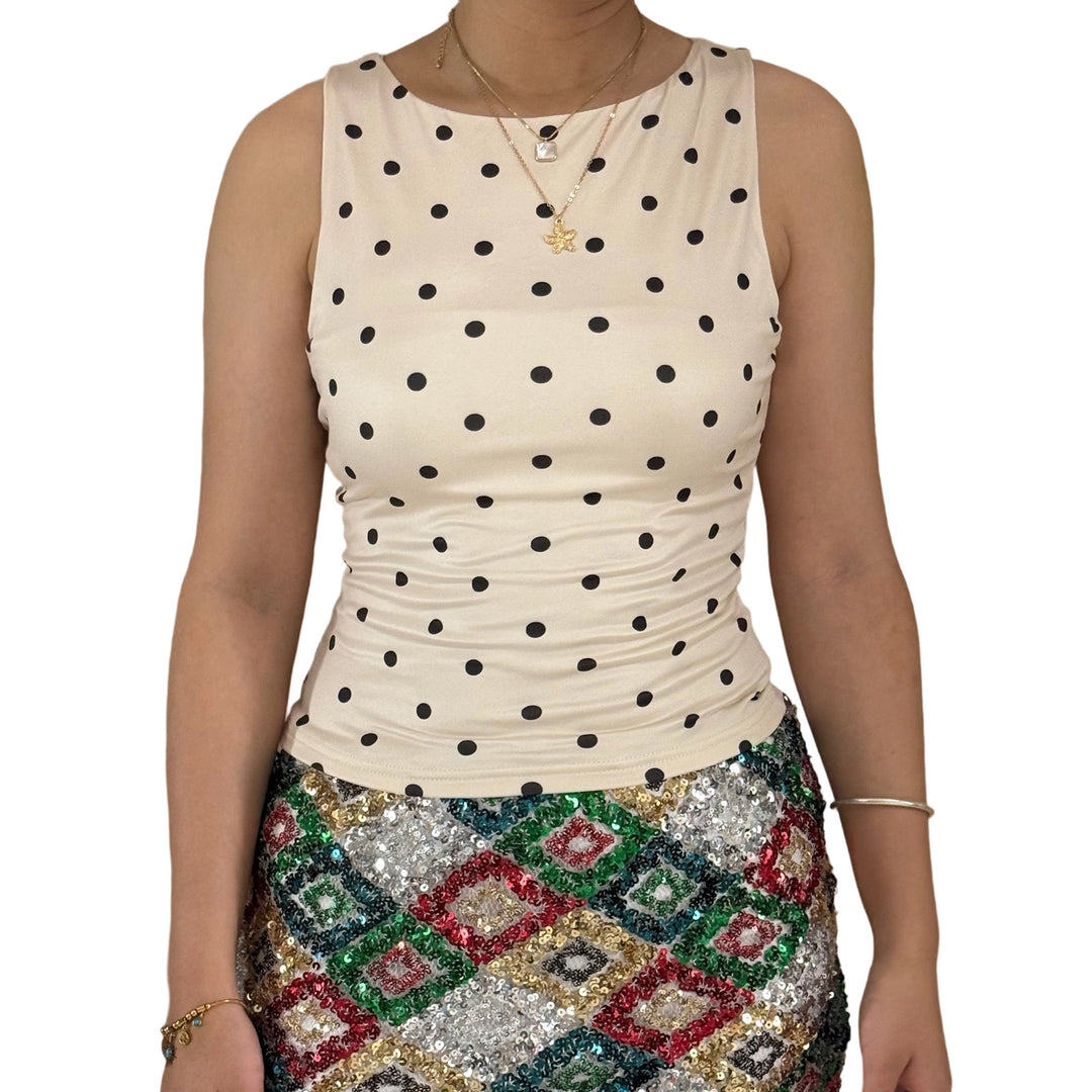 Damen Polka-Dots Tanktop mit figurbetontem Schnitt Echo Archiv