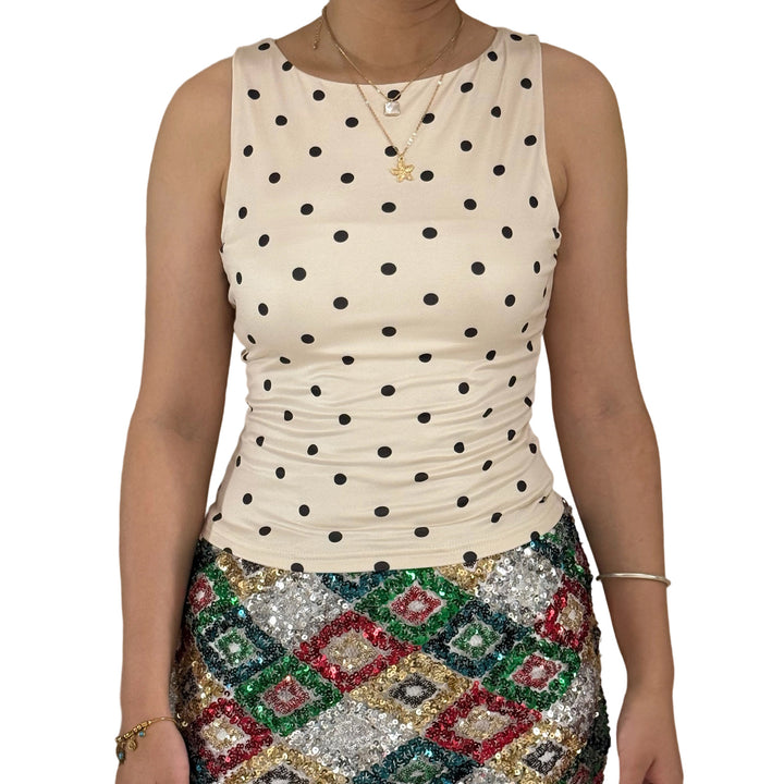 Damen Polka-Dots Tanktop mit figurbetontem Schnitt Echo Archiv
