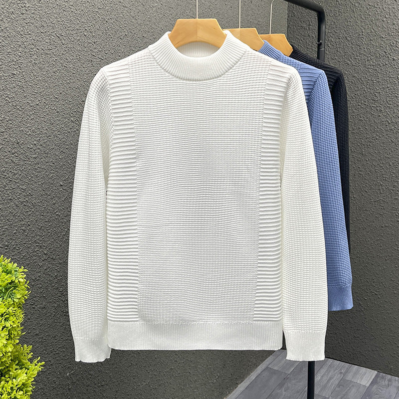 Damen Feinstrickpullover mit strukturierter Waffel- und Rippenstruktur und Stehkragen Echoarchiv