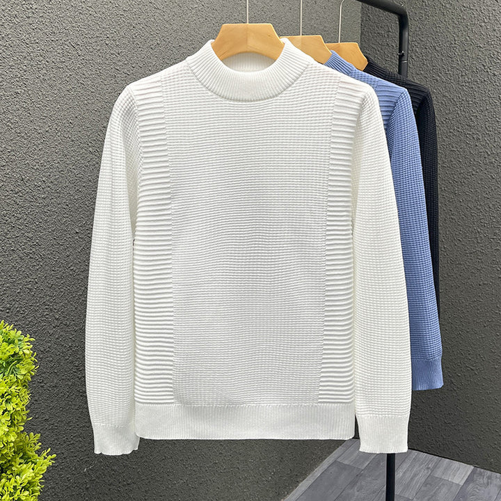 Damen Feinstrickpullover mit strukturierter Waffel- und Rippenstruktur und Stehkragen Echoarchiv