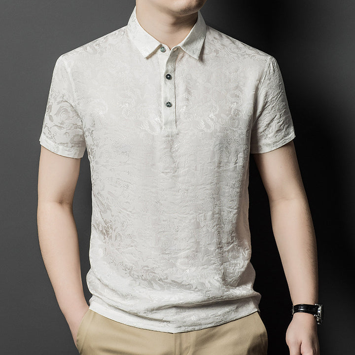 Herren edles Poloshirt mit filigranem Muster Echoarchiv