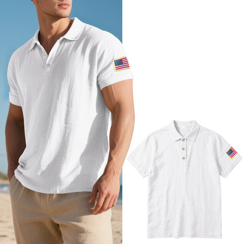 Herren Polohemd mit modischem amerikanischem Flaggenmotiv und hochwertiger Baumwolle Echoarchiv