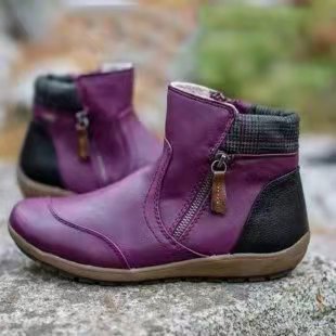 Damen Kurzschaft-Stiefelette mit warmem Futter, seitlichem Reißverschluss und gepolsterter Knöchelmanschette Echoarchiv