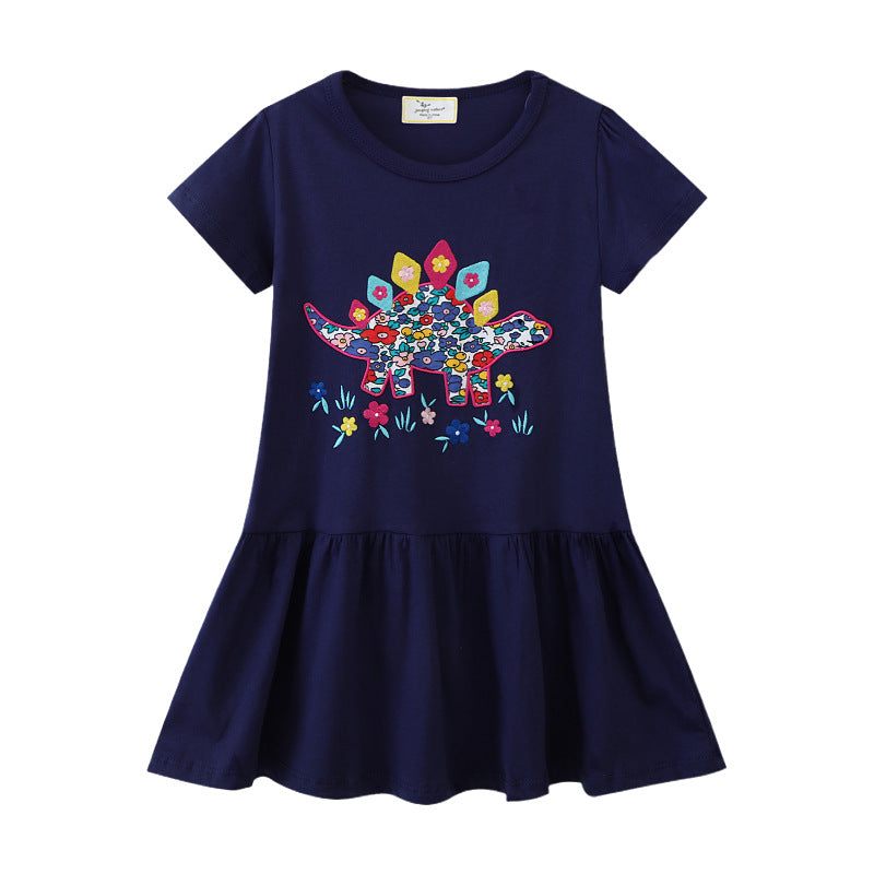 Mädchen Freizeitkleid mit originellem Dinosaurier-Stickdesign Echo Archiv