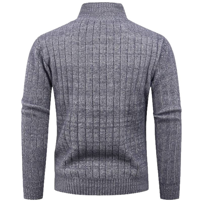 Herren Rollkragenpullover mit hochwertiger Rippstruktur und modernem Reißverschluss Echoarchiv
