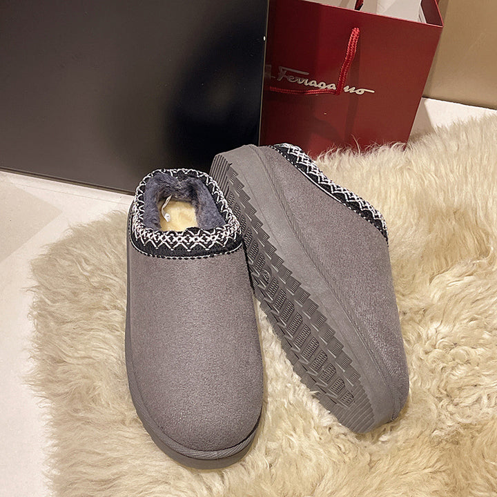 Damen Gefütterte Slipper‑Mules mit Teddyfutter und geflochtenem Saum Echo Archiv