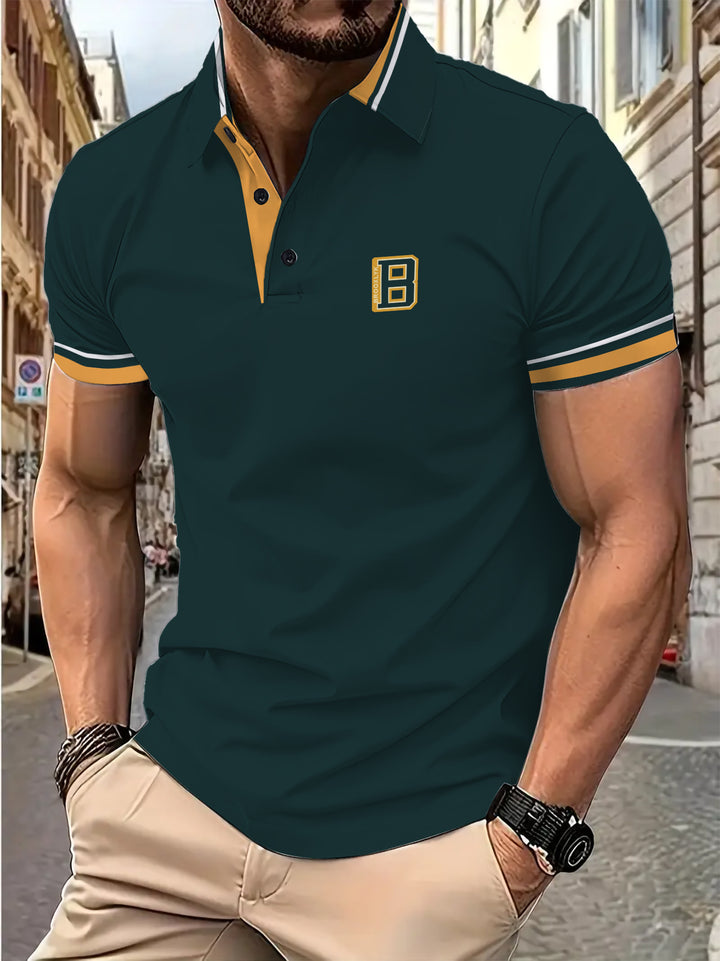 Herren Kurzarm Poloshirt mit modischen Kontrastdetails Echoarchiv