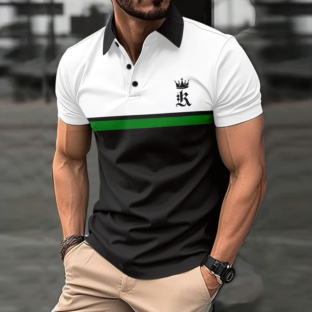 Herren modisches Kurzarm-T-Shirt mit Kontraststreifen Echoarchiv