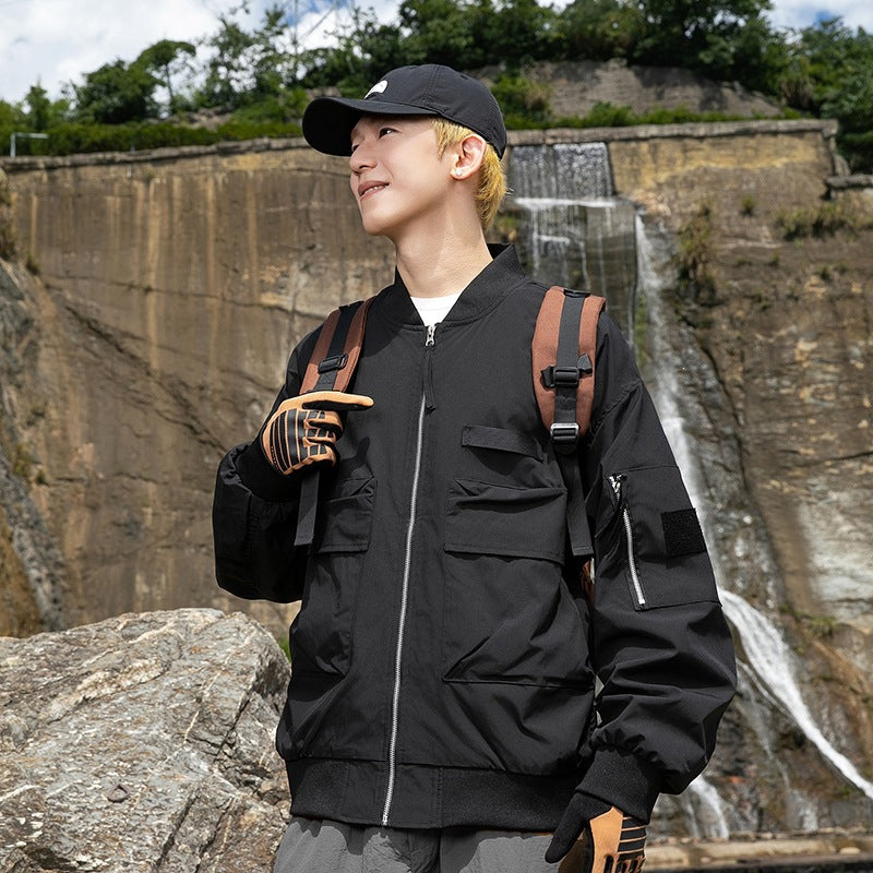 Damen Oversize Multifunktionale Field-Bomberjacke mit Cargo-Taschen & gerippten Bündchen Echoarchiv