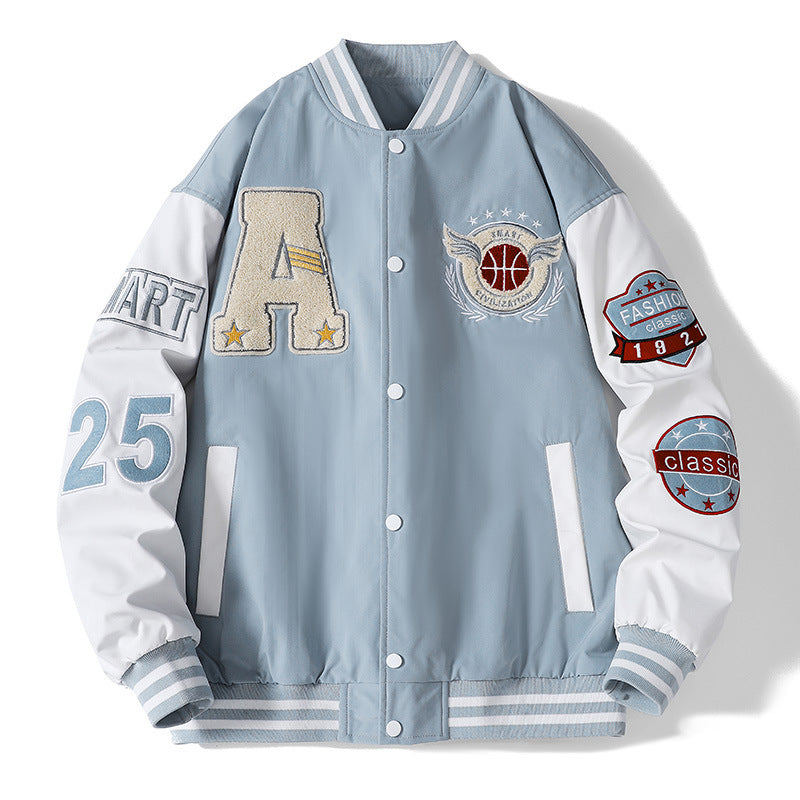 Herren sportliche Collegejacke mit gestickten Applikationen und atmungsaktivem Material Echoarchiv