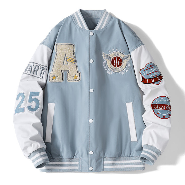 Herren sportliche Collegejacke mit gestickten Applikationen und atmungsaktivem Material Echoarchiv