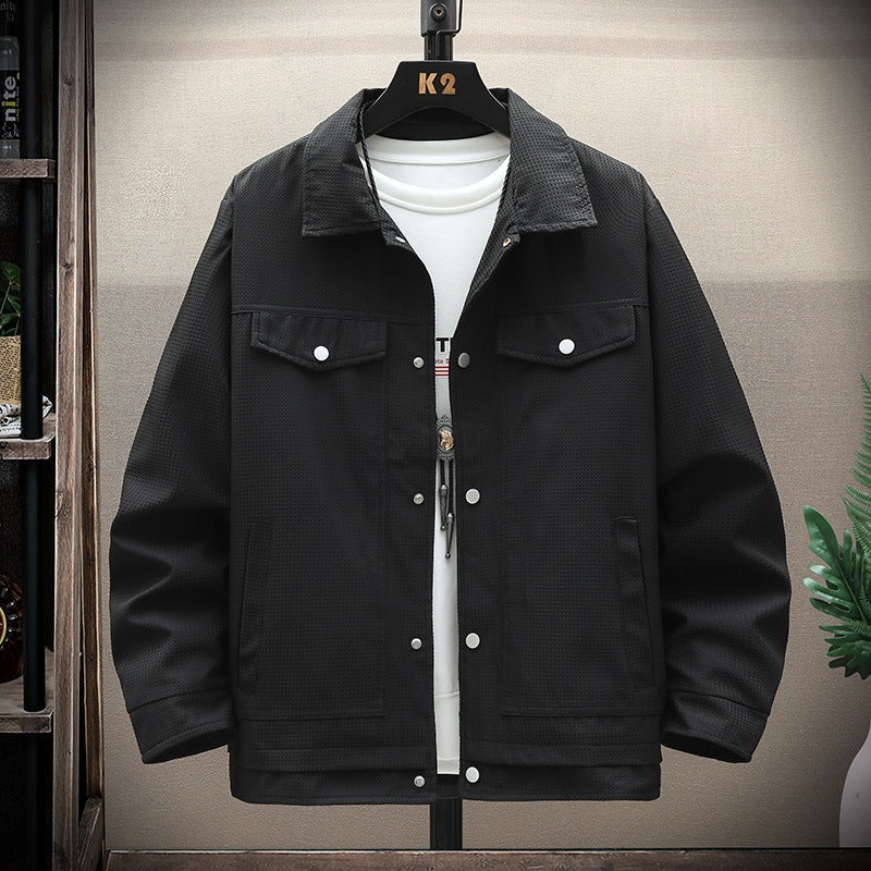 Herren Texturiertes Overshirt im Boxy‑Cut mit Druckknopfleiste & Pattentaschen Echoarchiv