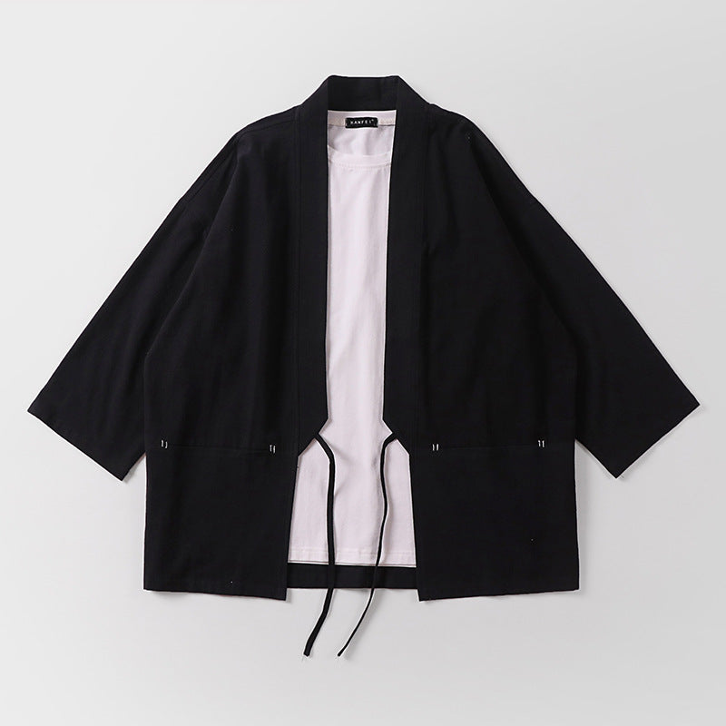 Unisex Kimono-Haori-Jacke mit Bindegürtel und dreiviertelärmeln Echoarchiv
