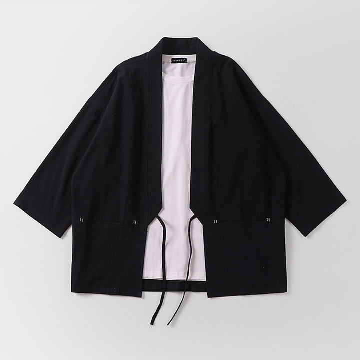 Unisex Kimono-Haori-Jacke mit Bindegürtel und dreiviertelärmeln Echoarchiv