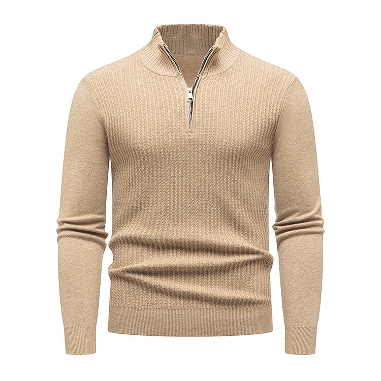 Herren Strickpullover mit modernem Stehkragen und feinem Rippdesign Echoarchiv