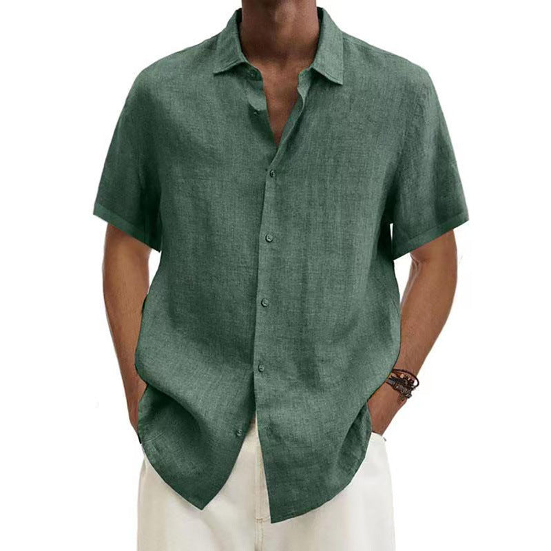 Herren Kurzarm Leinenhemd mit feiner Struktur und klassischem Schnitt Echoarchiv