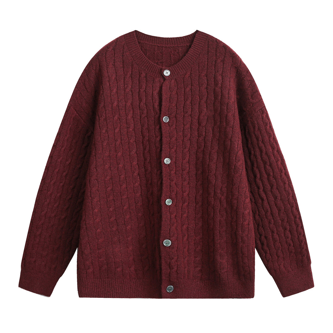 Damen Oversize Zopfmuster-Cardigan mit Rundhals, strukturierter Strickfläche und Perlmuttknöpfen Echo Archiv