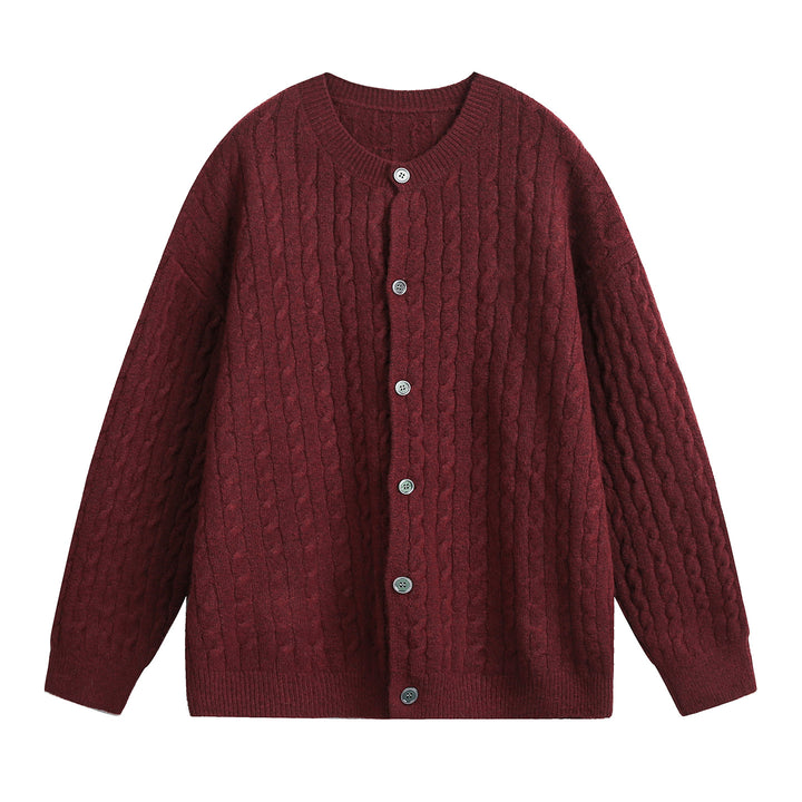 Damen Oversize Zopfmuster-Cardigan mit Rundhals, strukturierter Strickfläche und Perlmuttknöpfen Echo Archiv