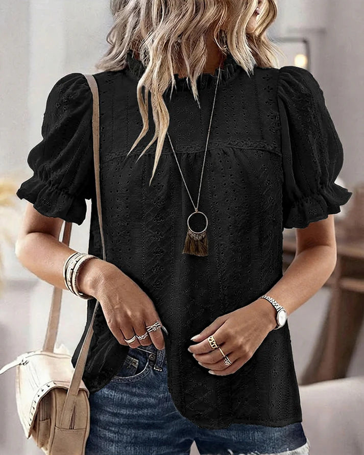 Damen Bluse mit Rüschendetails und Lochmuster Echo Archiv