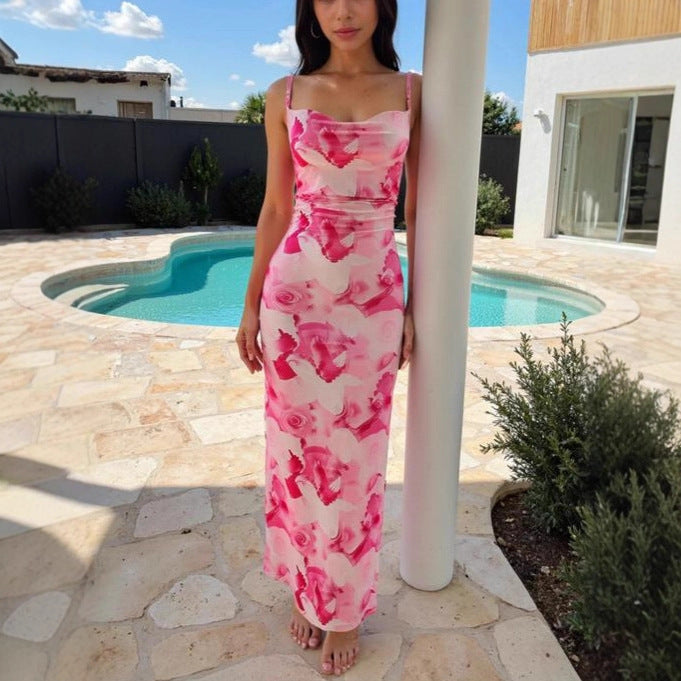 Damen Maxi-Kleid mit asymmetrischem Schnitt und fließendem Stoff Echo Archiv