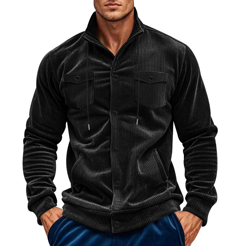 Herren cordjacke mit hochgeschlossenem Kragen und praktischen Pattentaschen Echoarchiv