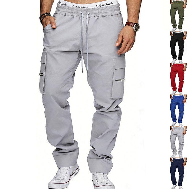 Herren Cargojogginghose mit elastischem Bund, Kordelzug und Reißverschlusstaschen – Bravaro