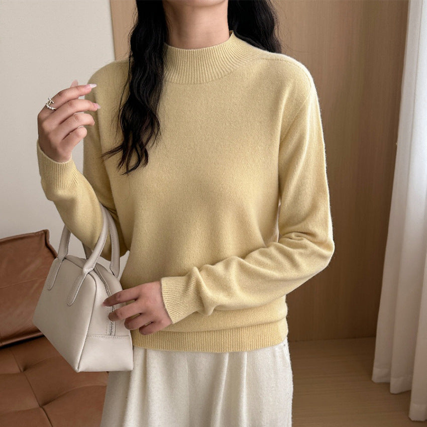Damen Feiner Feinstrick-Pullover mit kurzem Stehkragen und Kaschmir-Optik Echoarchiv