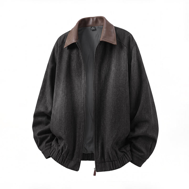 Herren Oversized Denim-Blouson mit Lederbesatz und Reißverschluss Echo Archiv