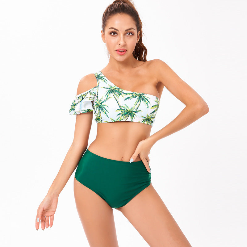Damen Einseitiger Bikini mit floralem Design und hohem Taillenschnitt Echo Archiv