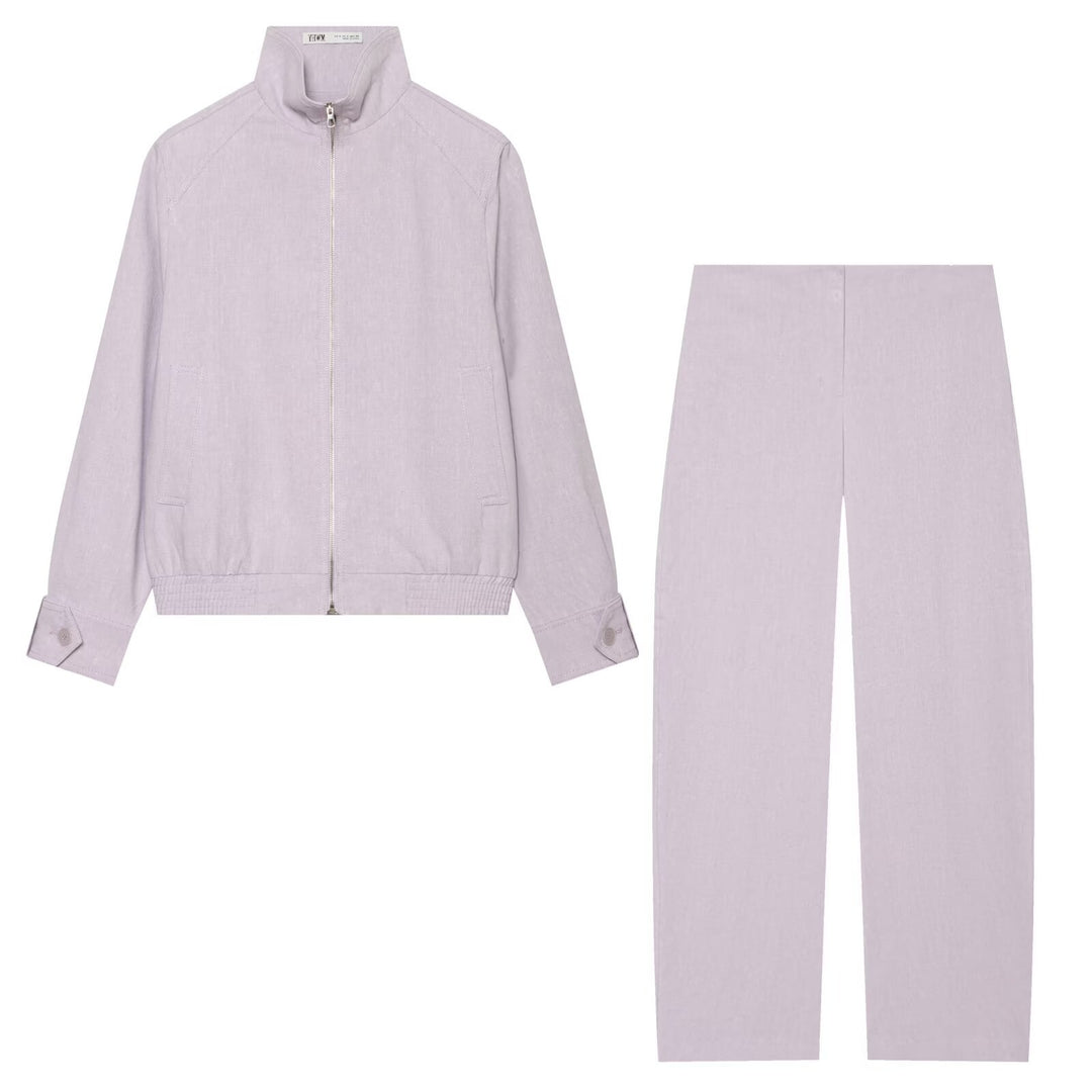 Damen Hochtaillierte weite Leinenhose mit geradem Bein und verdecktem Bund Echo Archiv