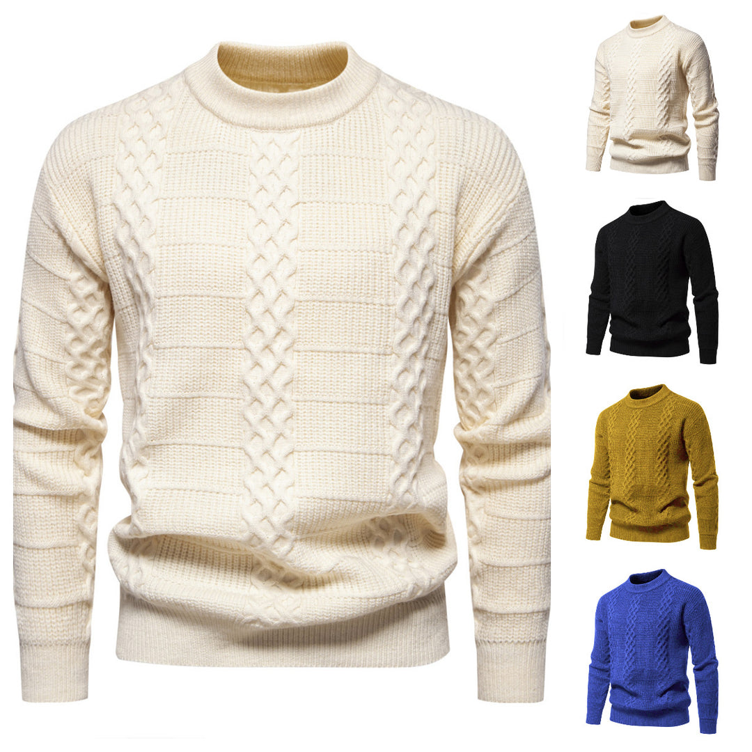 Herren Strukturierter Strickpullover mit hohem Kragen Echoarchiv