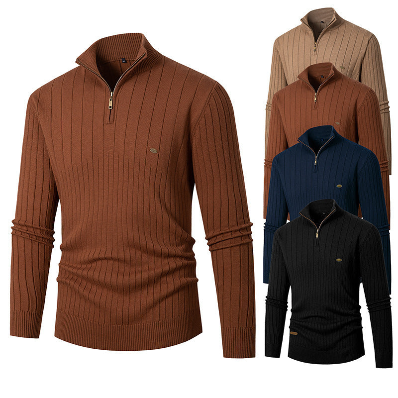 Herren modischer Pullover mit Reißverschluss und feinem Rippdesign Echoarchiv