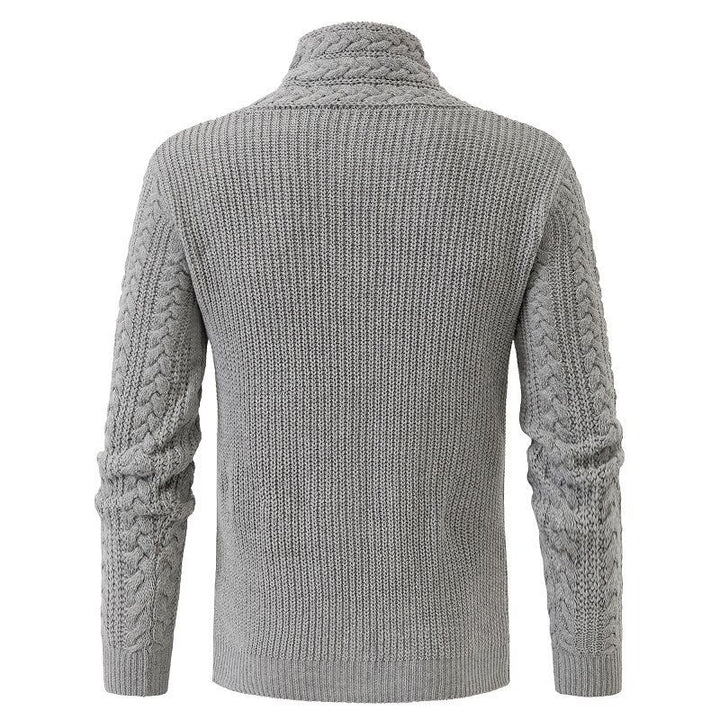 Herren Strukturiertes Zopfmuster-Mockneck-Pullover mit asymmetrischer Riegelverzierung Echo Archiv
