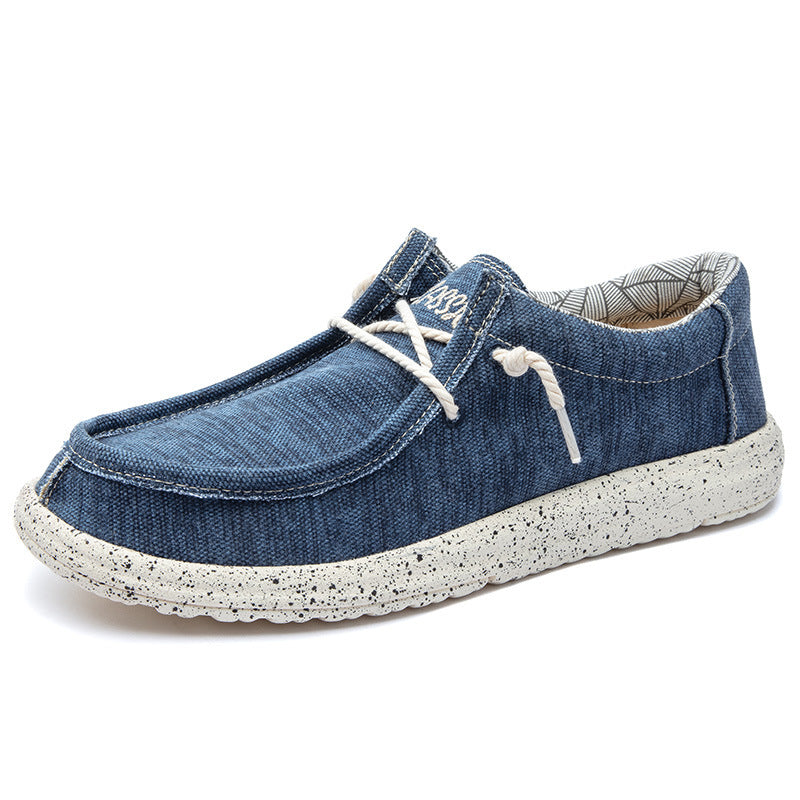 Herren Legerer Canvas-Mokassin-Slipper mit geflochtener Schnürung und gefleckter EVA-Sohle Echoarchiv