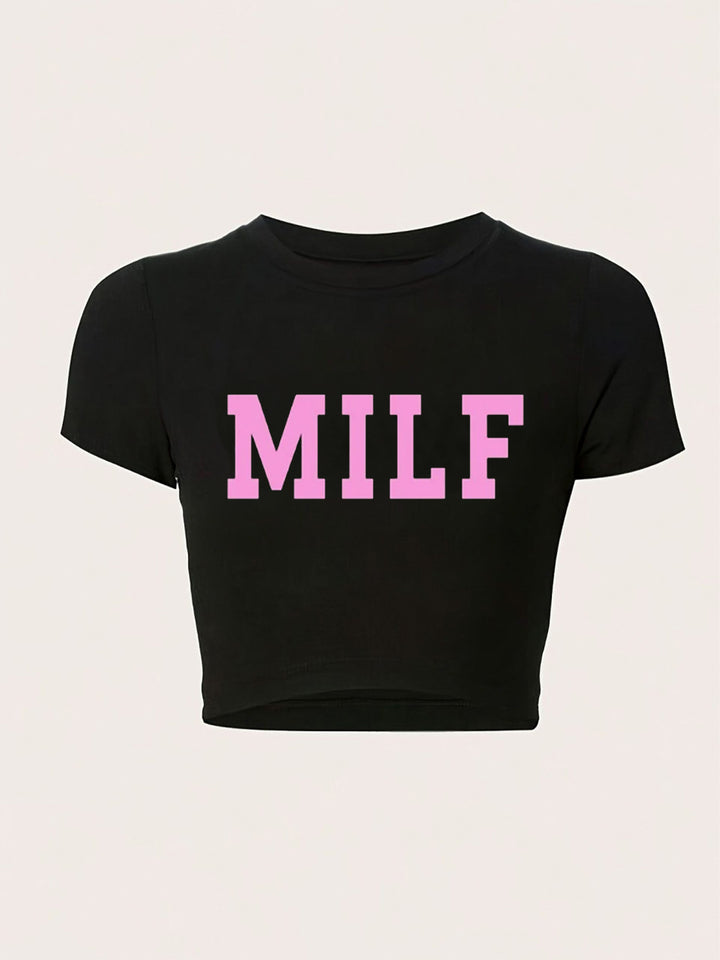 Damen Crop-T-Shirt mit auffälligem Statement-Print Echo Archiv 1777452337
