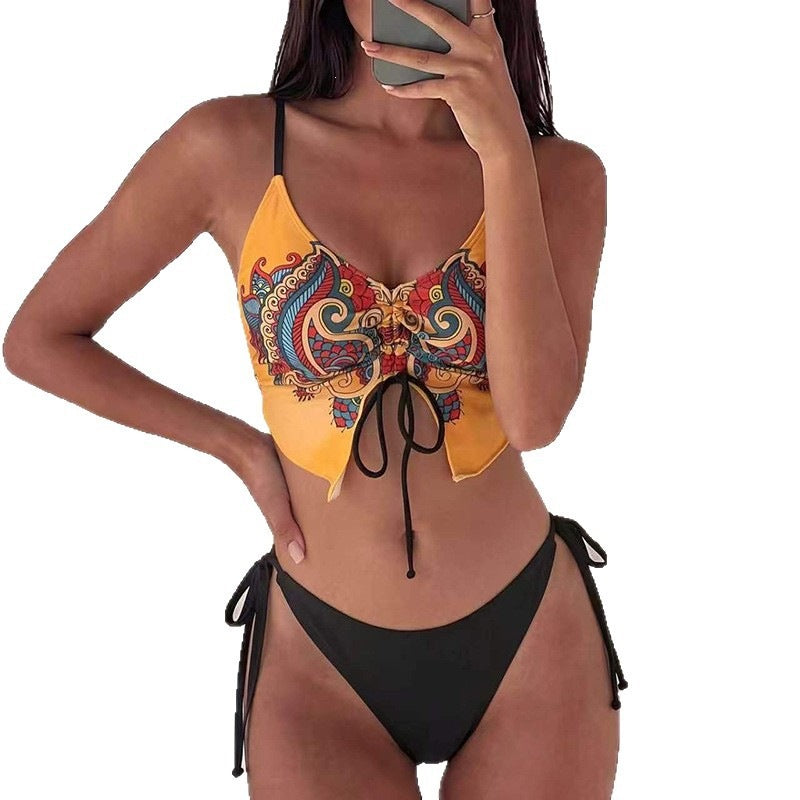 Damen Bikini-Oberteil mit kunstvollem Musterdruck und verstellbaren Trägern Echo Archiv