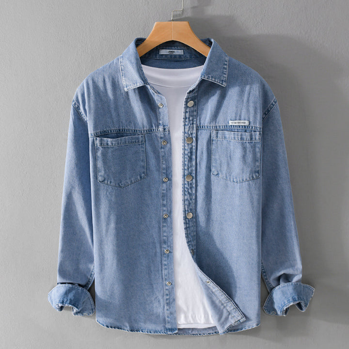 Herren Jeans-Worker-Overshirt im Hemdjacken-Stil mit Brusttaschen Echoarchiv
