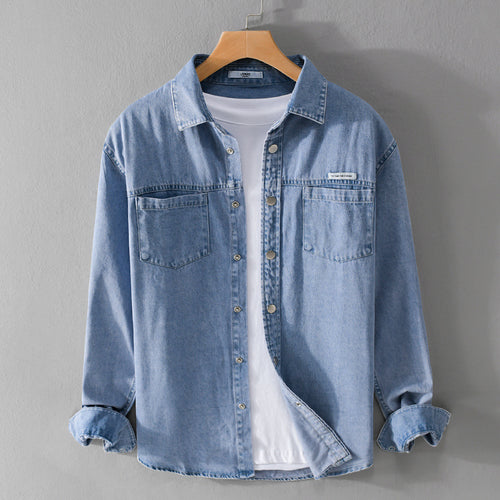 Herren Jeans-Worker-Overshirt im Hemdjacken-Stil mit Brusttaschen Echoarchiv