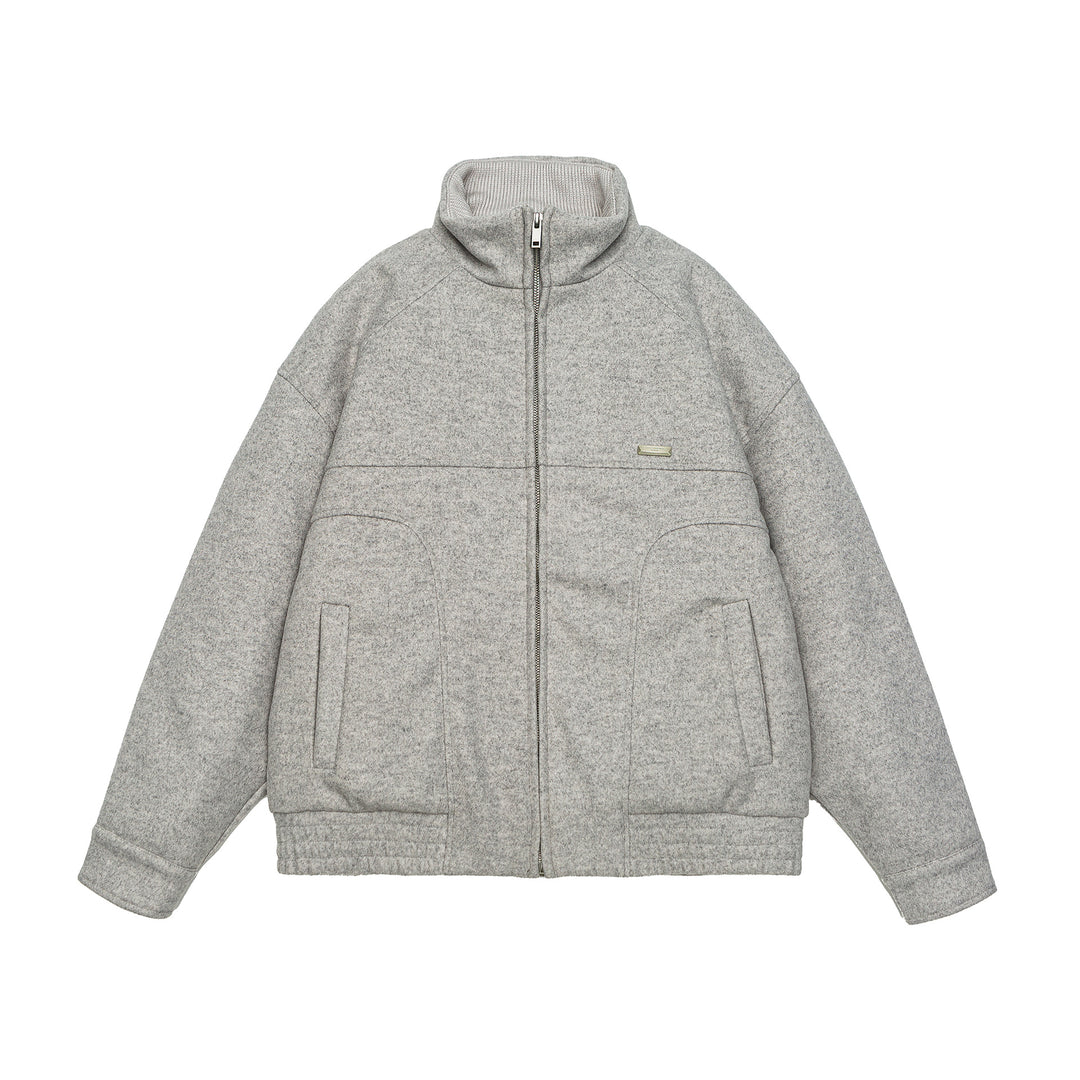 Herren Kurz geschnittene Boxy-Wollfleece-Jacke mit hohem Stehkragen und durchgehendem Reißverschluss Echoarchiv