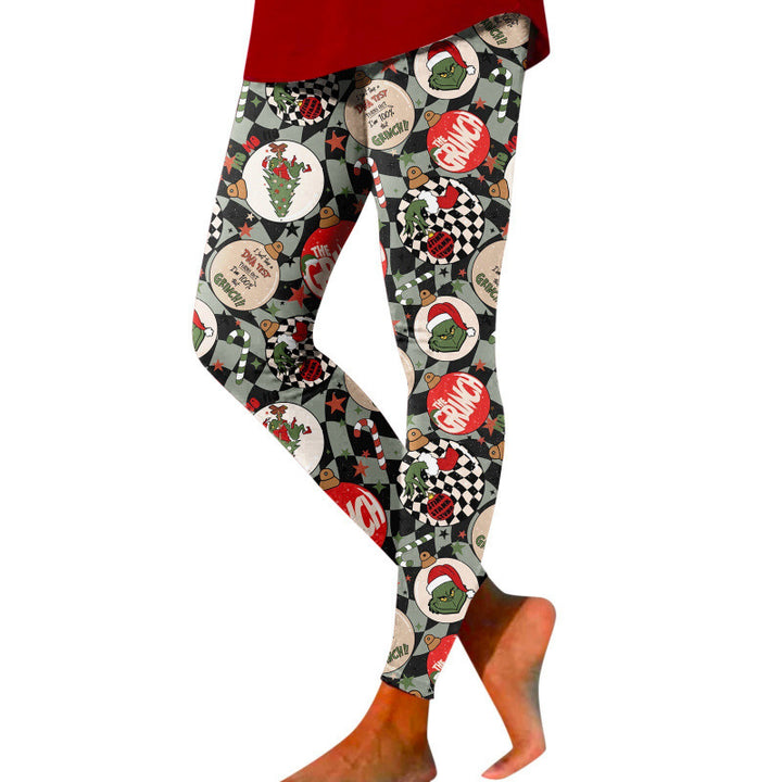 Damen Gemusterte Weihnachtsleggings Echoarchiv