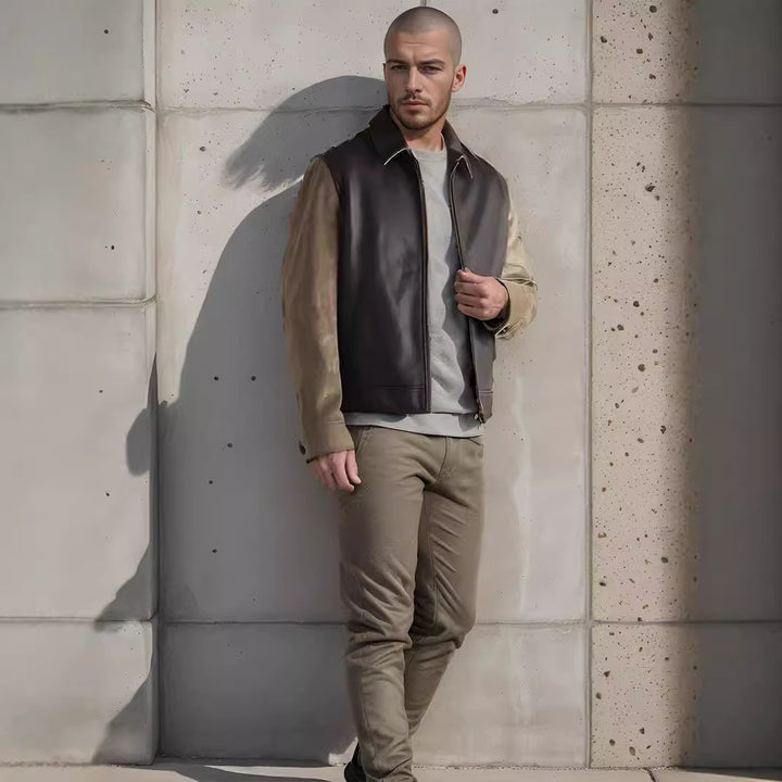 Herren modische Kunstlederjacke im modernen Design mit strukturierten Ärmeln Echoarchiv
