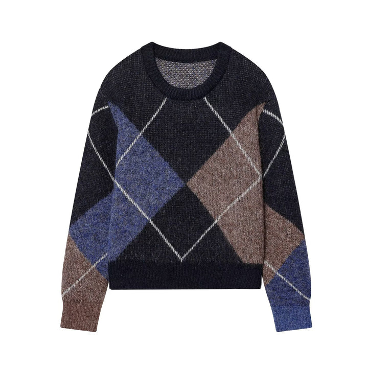 Damen Argyle‑Strickpullover mit kastigem Cropped‑Schnitt Echoarchiv