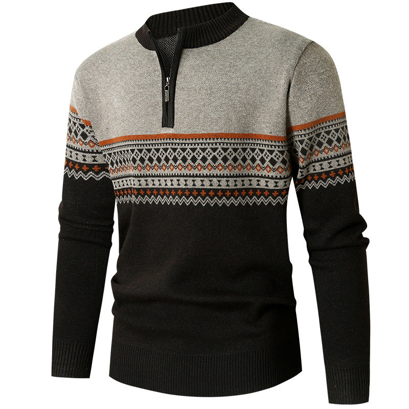 Herren Pullover mit modernem Reißverschluss und geometrischem Muster Echoarchiv
