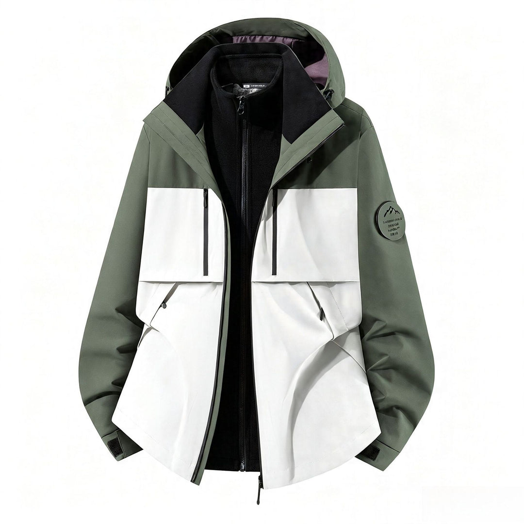 Herren dreilagige Softshell-Outdoorjacke mit herausnehmbarem Fleecefutter und Kapuze Echoarchiv