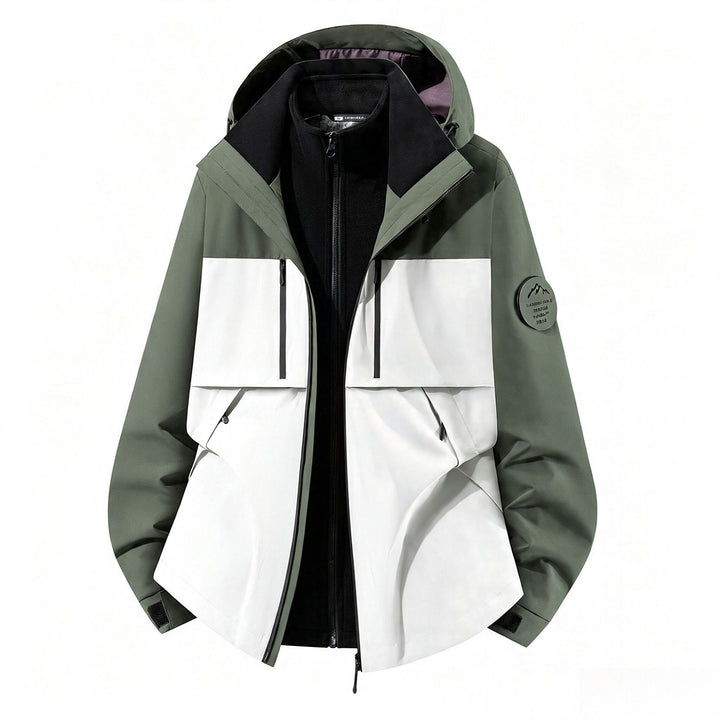 Herren dreilagige Softshell-Outdoorjacke mit herausnehmbarem Fleecefutter und Kapuze Echoarchiv