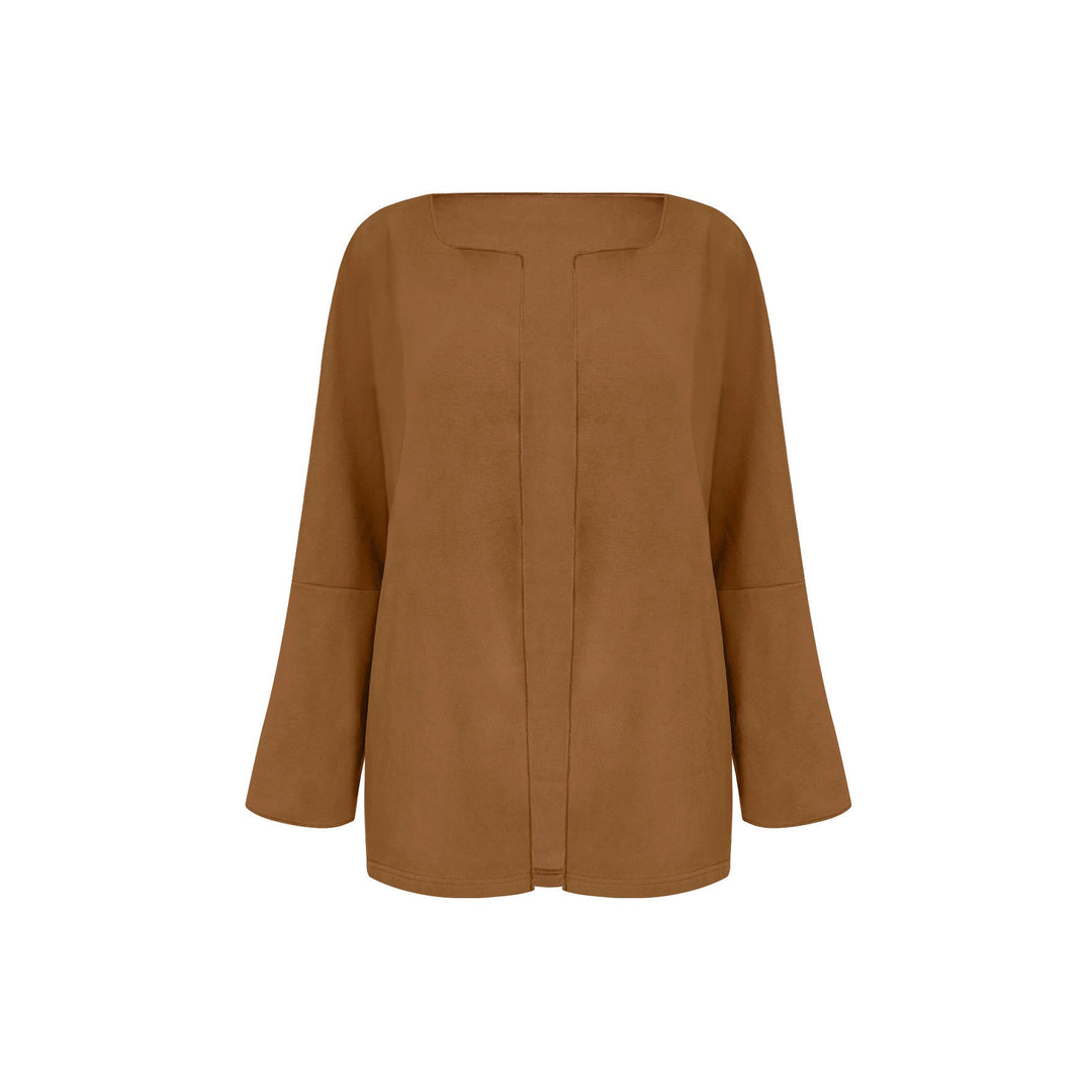 Damen Leichter Offener Blazer mit fallendem Revers und weiten Ärmeln Echoarchiv