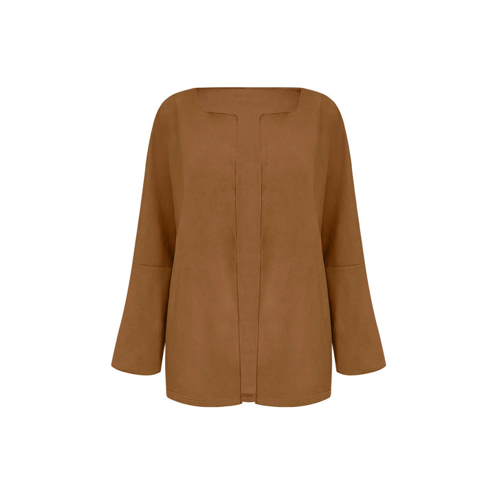 Damen Leichter Offener Blazer mit fallendem Revers und weiten Ärmeln Echoarchiv