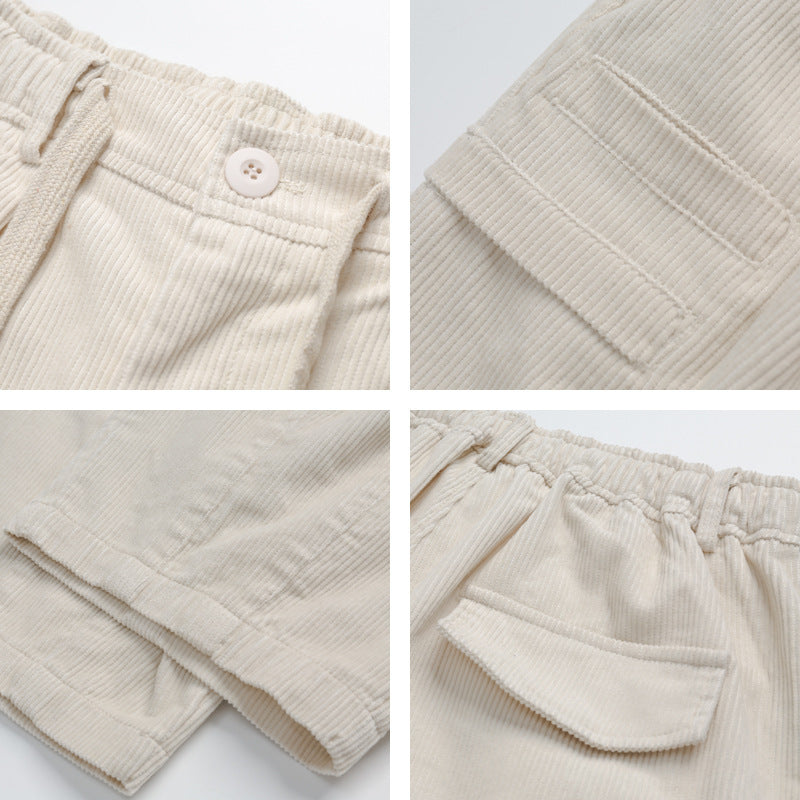 Damen Weite hochtaillierte Cordhose im Culotte‑Schnitt mit Tunnelzug und aufgesetzten Taschen Echo Archiv
